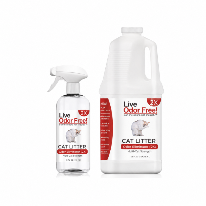 Cat Litter Odor Eliminator <br> Bundle: <br> 64 oz + 16 oz Spray Bottle