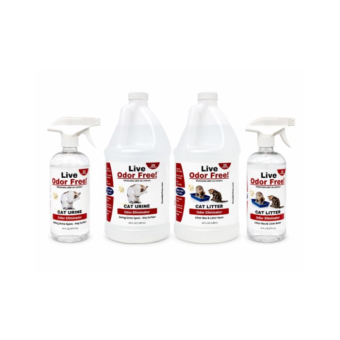 Cat Combo <br> Bundle: <br> Urine - 64 oz + 16 oz Spray Bottle <br> Litter - 64 oz + 16 oz Spray Bottle
